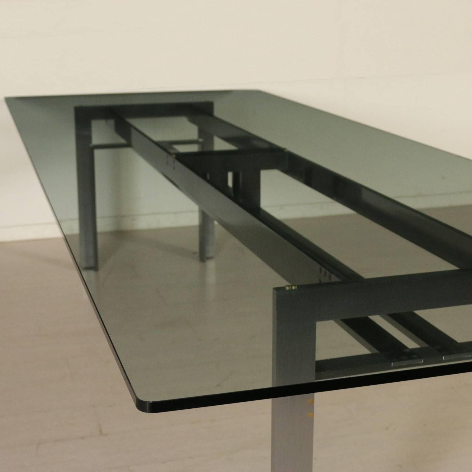 Doge Table by Carlo Scarpa for Simon Steel Brass Glass, Italy, 1970s-1980s In Good Condition In Milano, IT