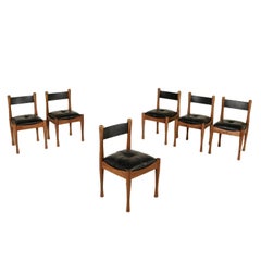 Chairs by Silvio Coppola Bernini Production Beech Leather Vintage, Italy, 1970s