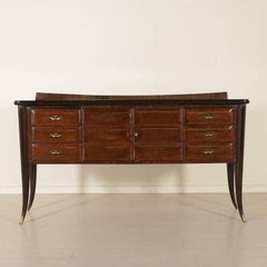 Buffet Designed for Dassi Burl Veneer Stained Ebony Vintage, Italy, 1940s-1950s