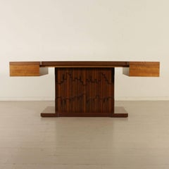 Desk by Luciano Frigerio Norman African Walnut Veneer Vintage, Italy, 1970s