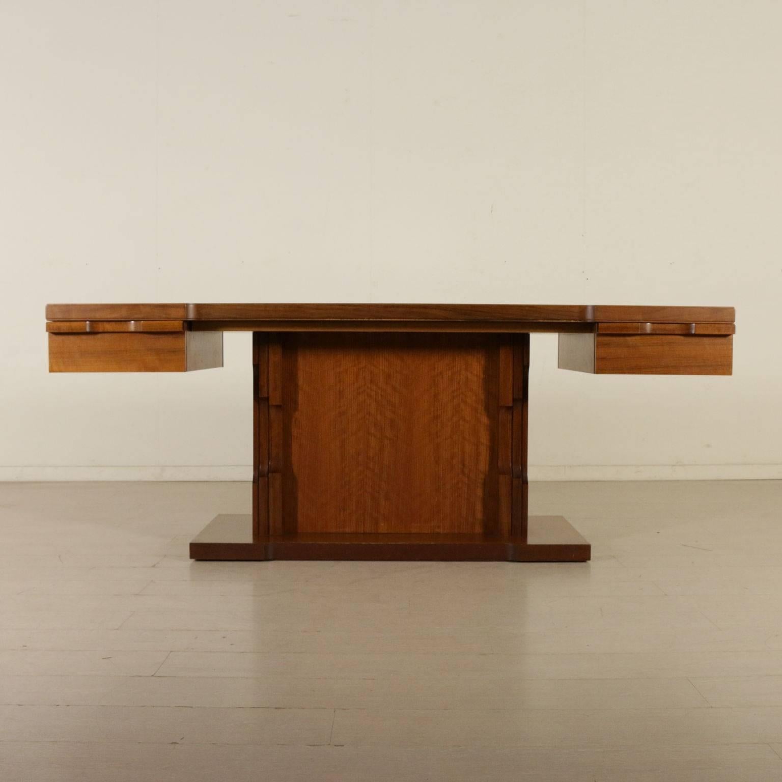 Desk by Luciano Frigerio Norman African Walnut Veneer Vintage, Italy, 1970s 4