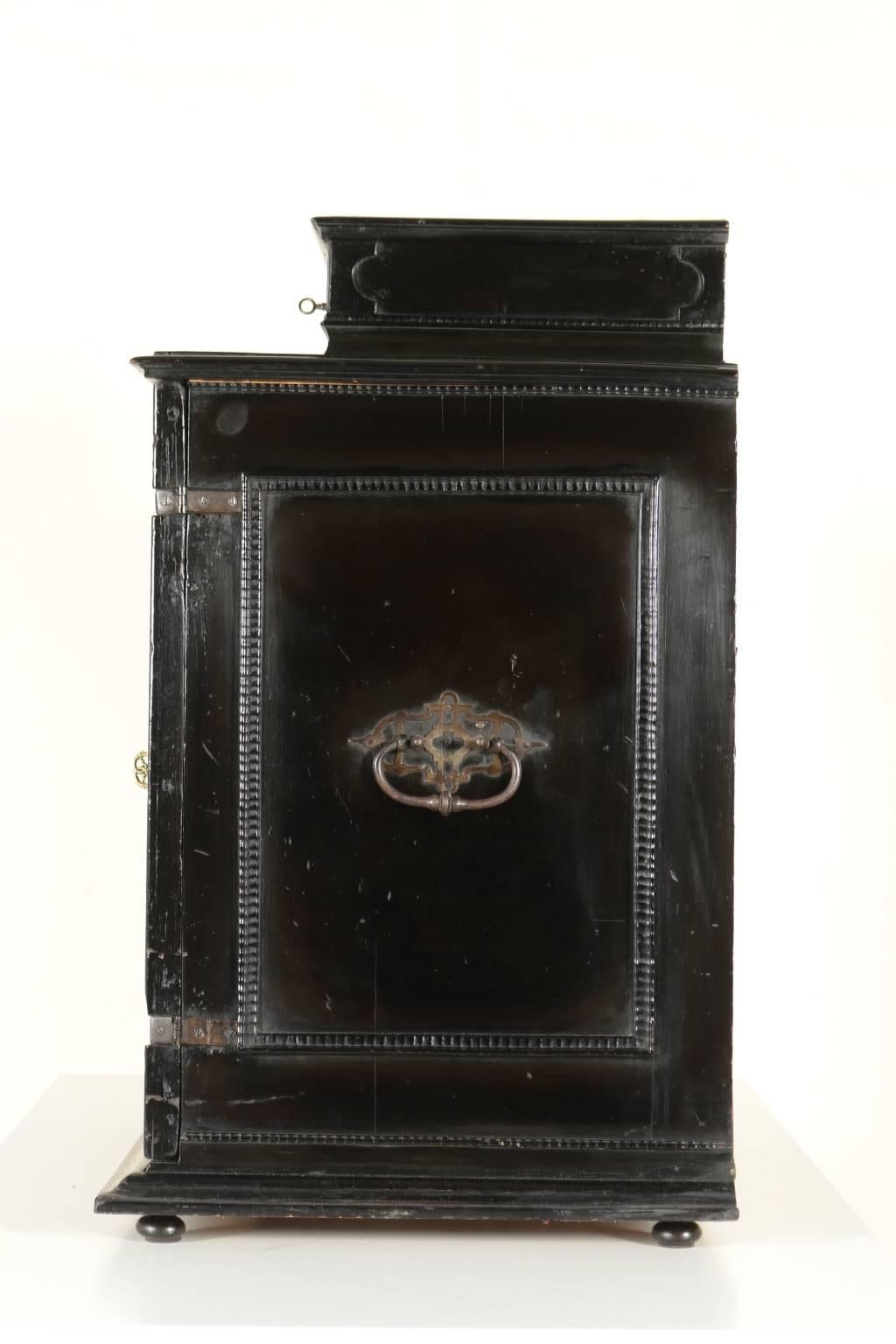 Italian 19th Century Ebonised Wood Coin Cabinet Manufactured in Italy