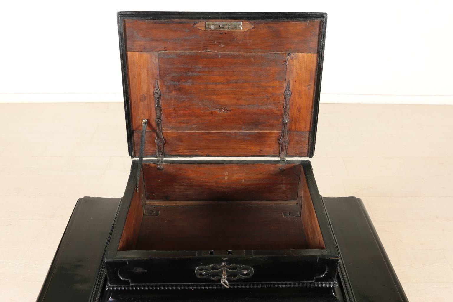19th Century Ebonised Wood Coin Cabinet Manufactured in Italy 5