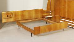 Bedroom Wardrobe and Double Bed Maple Veneer, Mahogany Vintage, Italy, 1950s