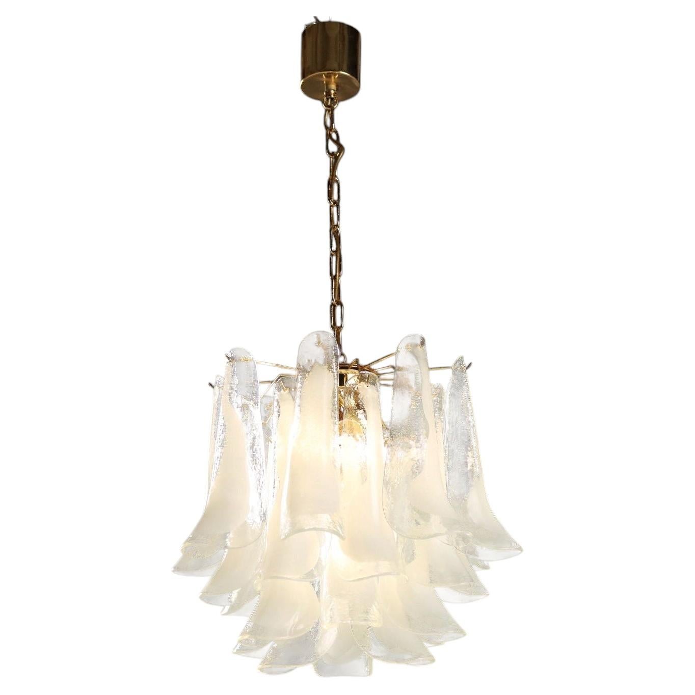 Mid-Century Modern Chandelier by Novaresi, Glass & Metal, Italy, 1980 in vendita