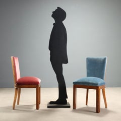 Set of Six Vintage Velvet Chairs from the 1950s