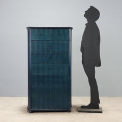 Blue Roberti Rattan Chest of Drawers with Eight Drawers from the 1980s