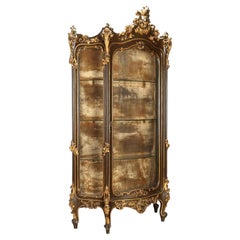 Baroque-Style Corner Display Cabinet—Carved Wood, Italy, Late 19th Century