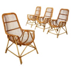 Fauteuils en rotin et en bambou des années 70