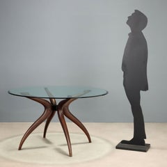 "Retro" table by Porada, round with a glass top, from the 2000s