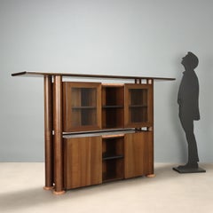 Credenza Vintage Anni '80 in Legno e Marmo