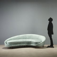 Restauriertes, aquagrünes Sofa in Bohnenform aus den 50er Jahren.