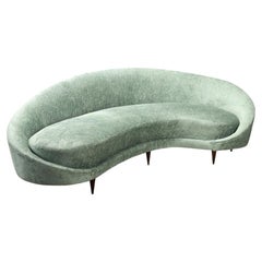 Restauriertes, aquagrünes Sofa in Bohnenform aus den 50er Jahren.