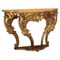 Consola ecléctica de madera de abeto tallada y dorada, Italia, siglo XIX