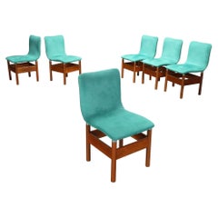 Six Chelsea Chairs by Vittorio Introini for Saporiti, 1970s, Tiffany blue