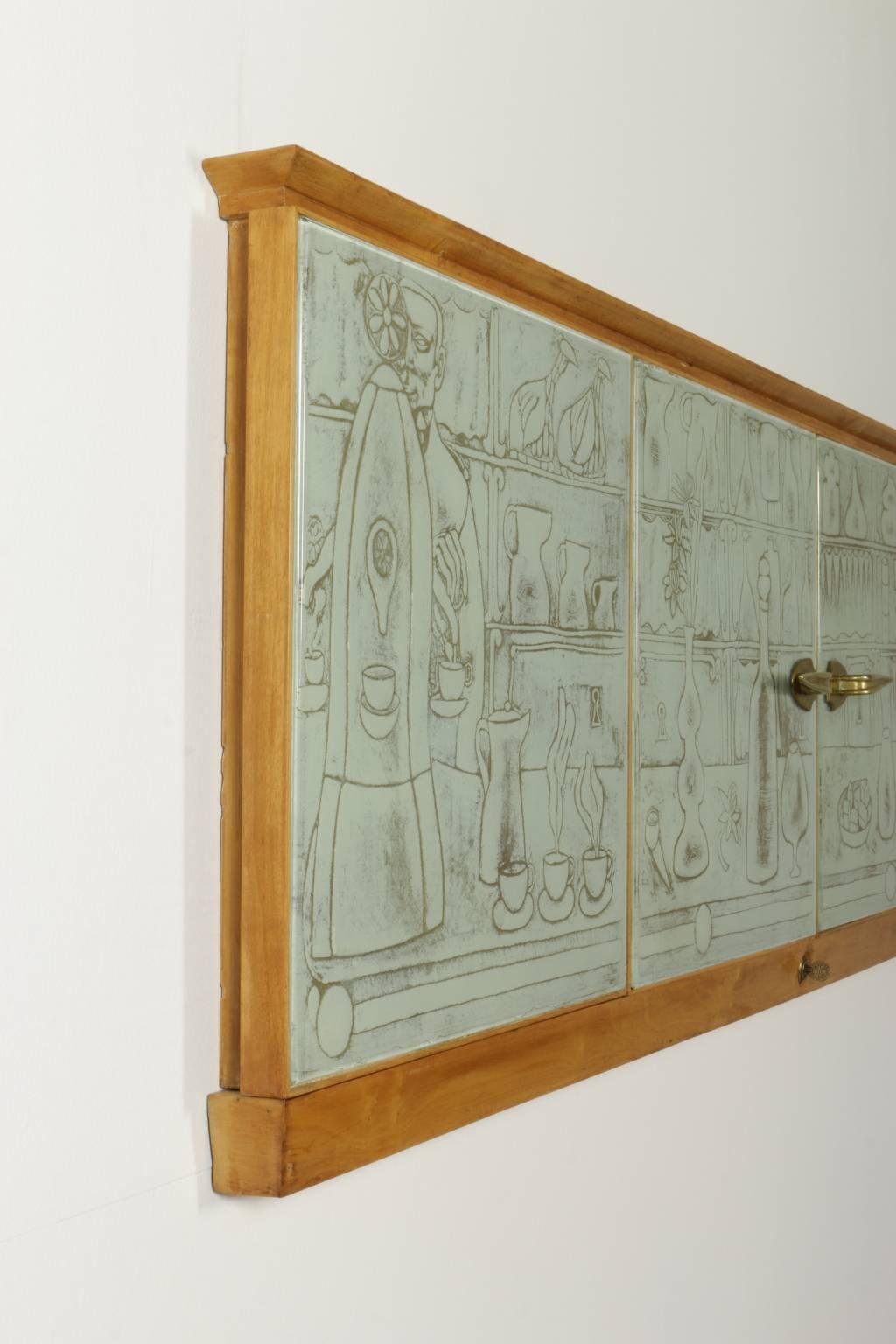 Built-In Maple Glass Brass Bar Cabinet by Osvaldo Borsani, Italy, 1951 1