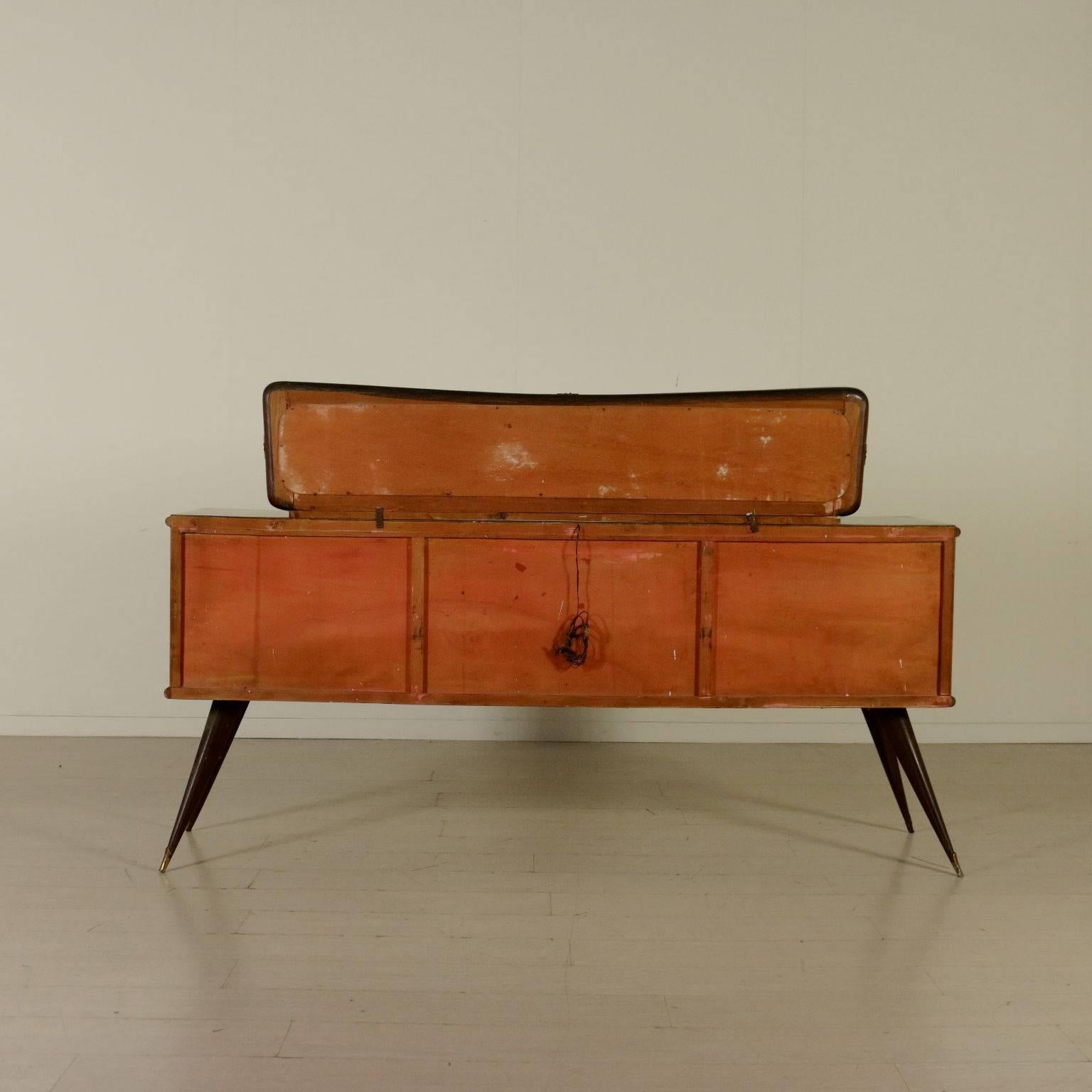 Sideboard with Mirror Rosewood Veneer Retro Treated Glass Vintage, Italy, 1950s 3