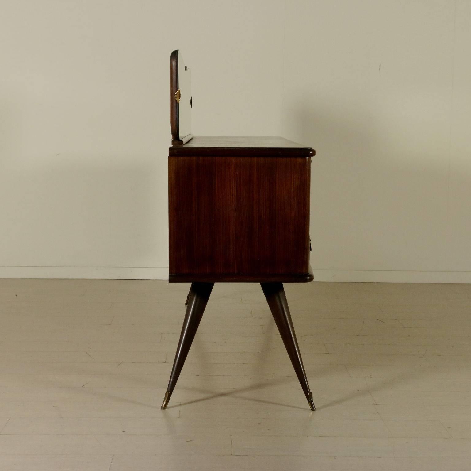 Sideboard with Mirror Rosewood Veneer Retro Treated Glass Vintage, Italy, 1950s 2