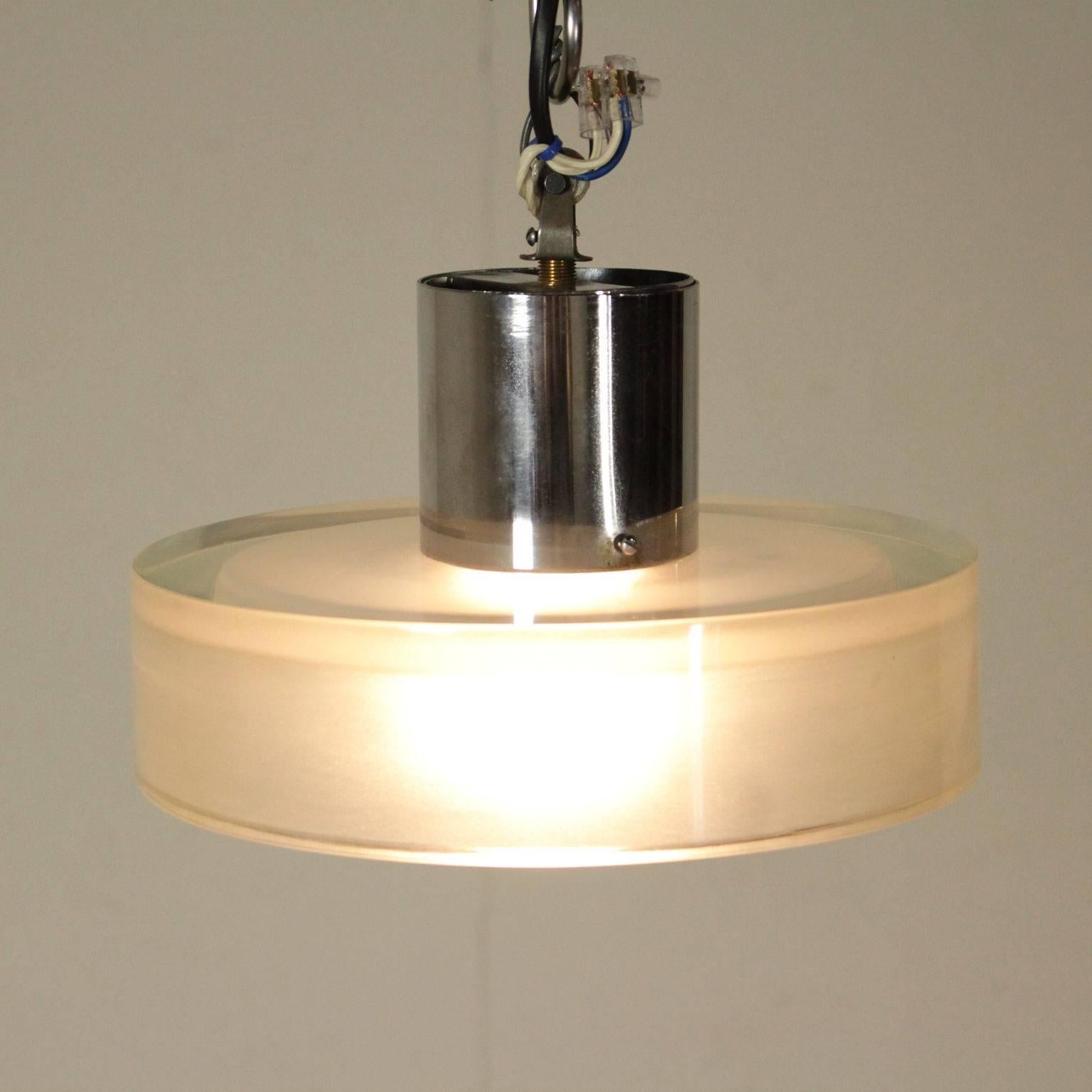 A ceiling lamp designed for Seguso, metal and glass. Manufactured in Murano, Italy, 1960s.