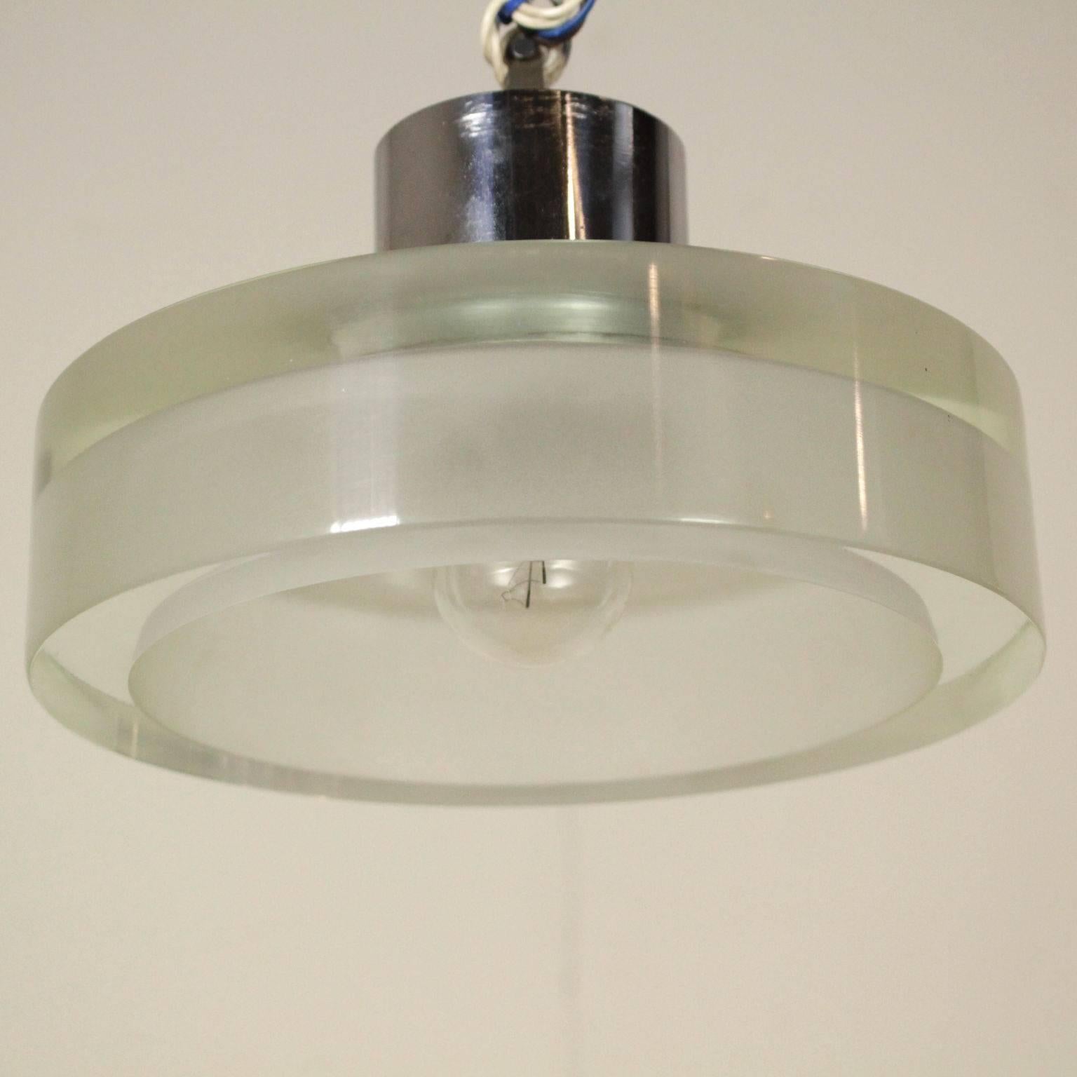 Italian Ceiling Lamp Designed for Seguso Metal Glass Vintage, Italy, 1960s