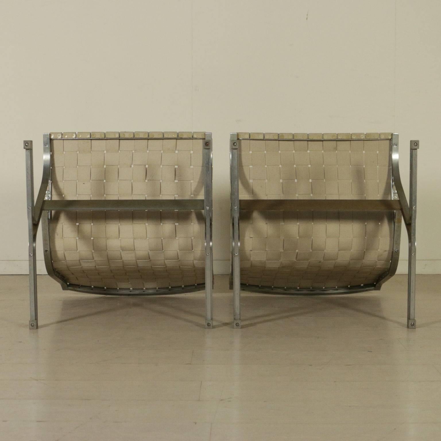 Pair of Armchairs Designed for ICF Steel Manufactured in Italy, 1970s 4