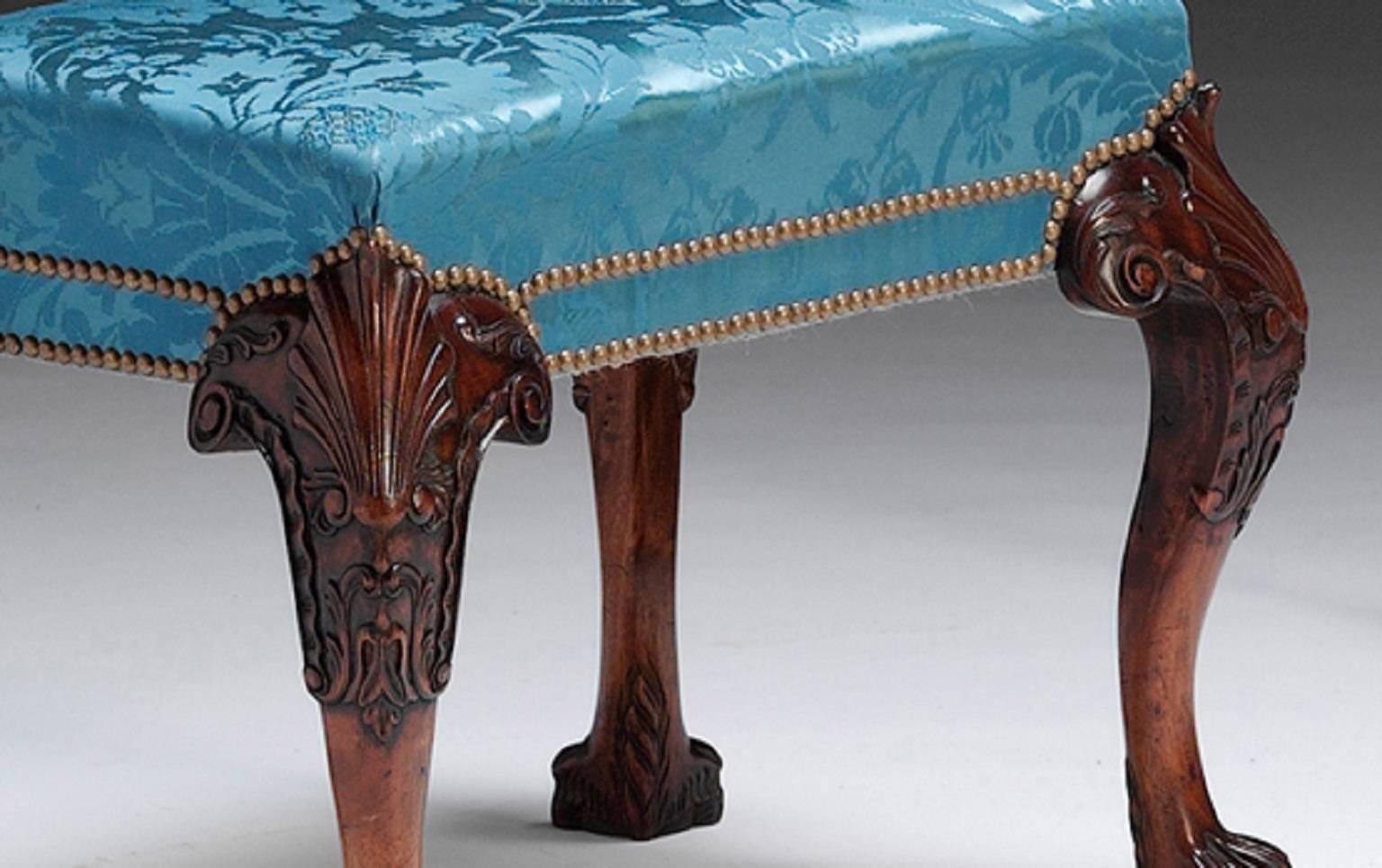 English Pair of Claw Foot Stools in the style of Thomas Chippendale For Sale