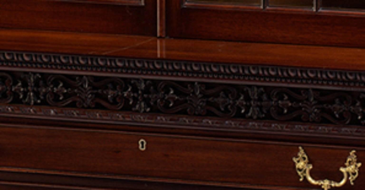 Hand-Crafted Breakfront Bookcase in the manner of Robert Adam For Sale
