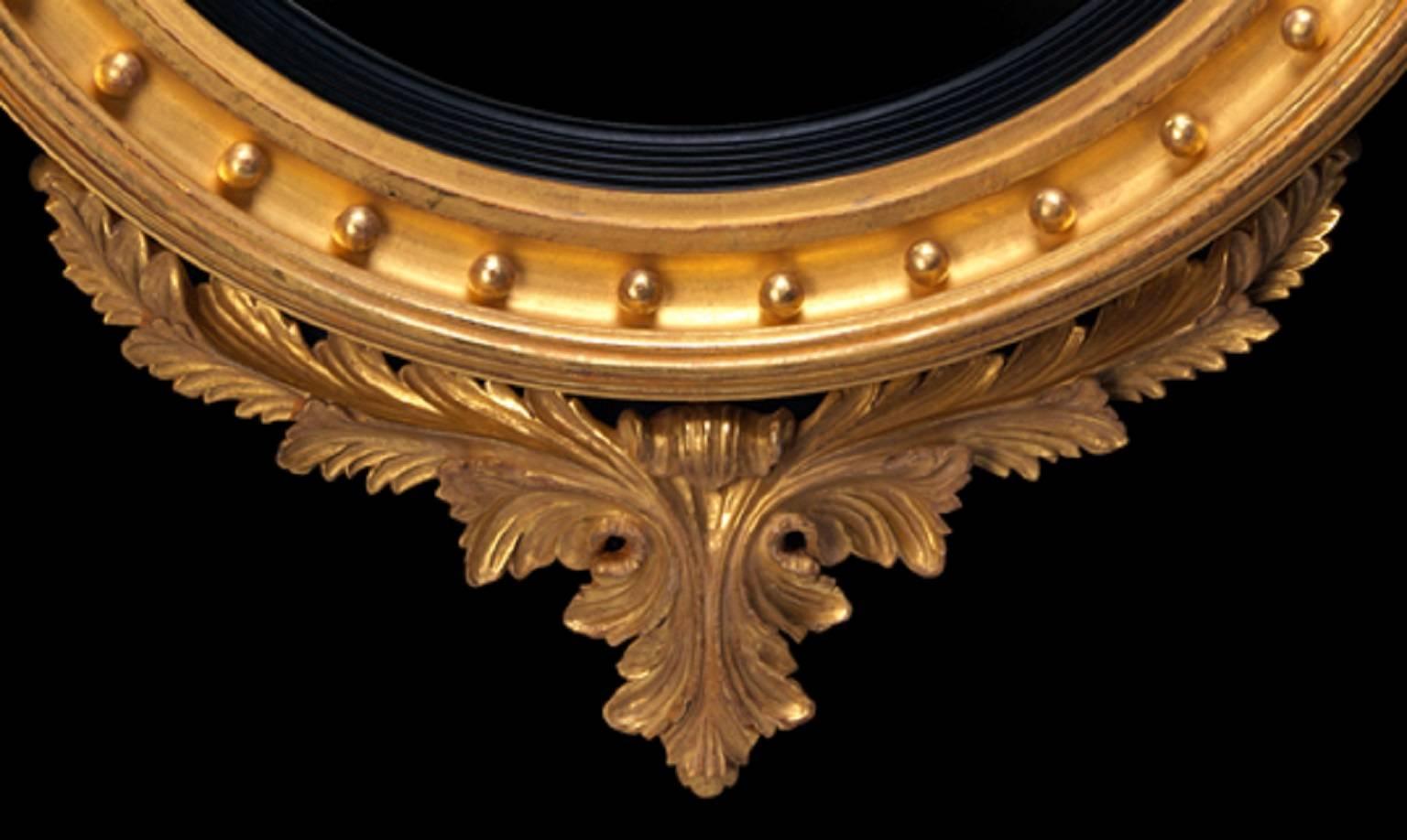 English Design Eagle Convex Mirror in the Regency manner For Sale