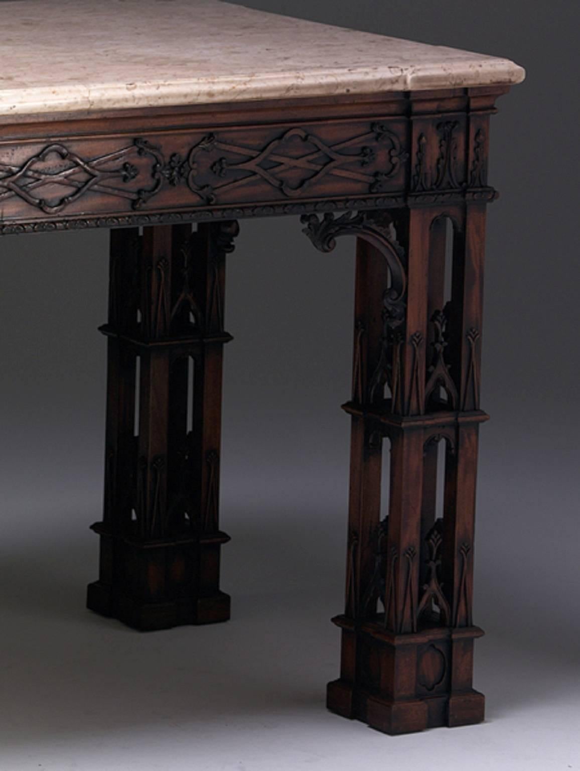 English Fret Console Table in the Chippendale manner For Sale