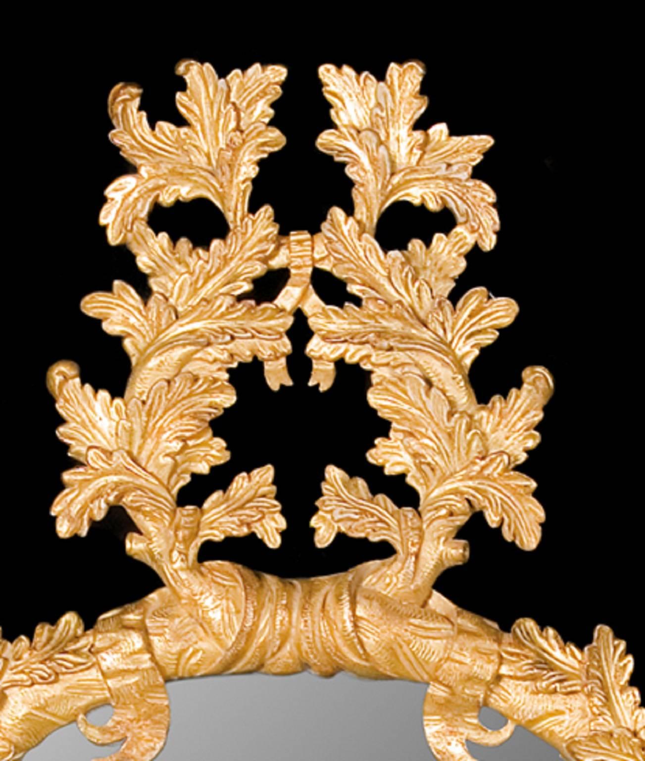 Hand-Crafted Oak Leaf Mirror in the George III manner For Sale