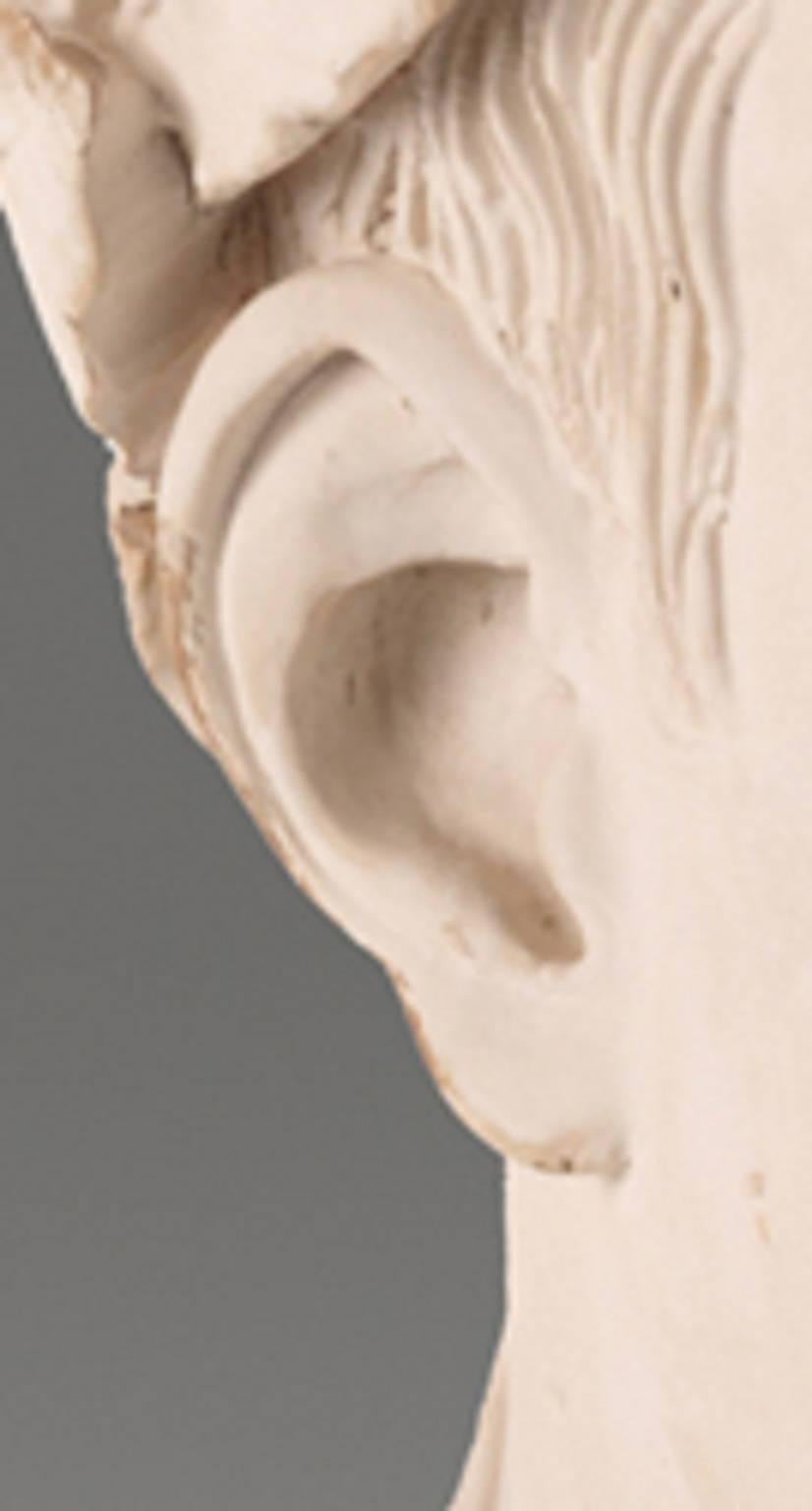 A finely carved wood bust of Julius Caesar taken from an original marble bust, carved in aged pine and gesso decorated. If required can be made to your specific size requirements.
This item is made to order.

We are currently working to a 30-36 week