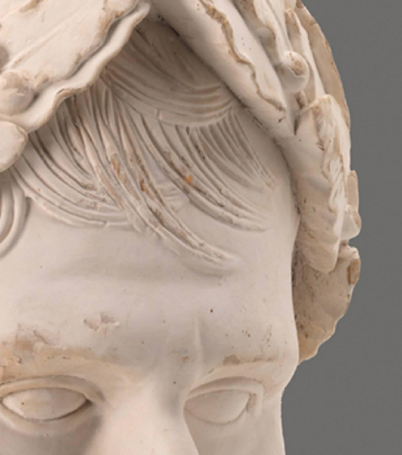 Painted Carved Caesar Bust For Sale