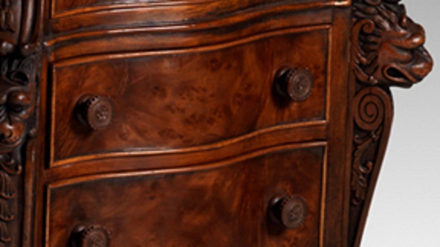 Polished Chippendale Walnut Desk For Sale