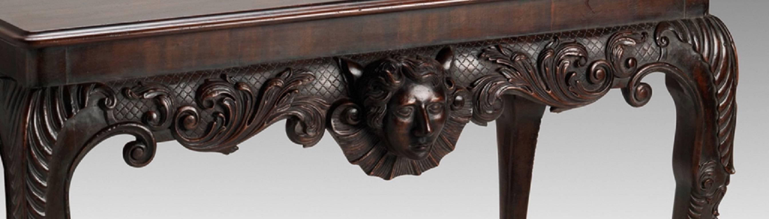 Hand-Carved Irish Pixie Mask Table For Sale