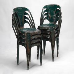 Set of Eight Original Tolix Steel Chairs