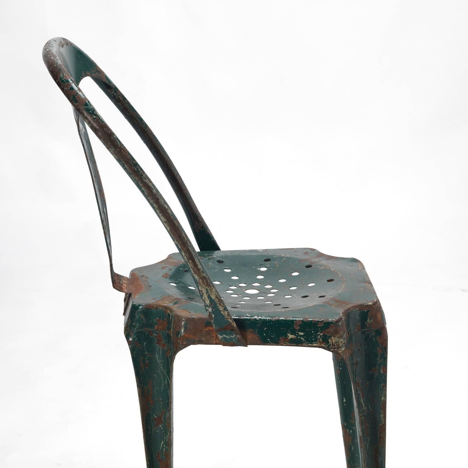 Industrial Set of Eight Original Tolix Steel Chairs