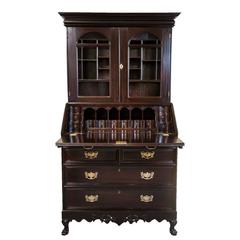 Indo-Portuguese or Portuguese Colonial Rosewood Secretaire Cabinet on Stand 