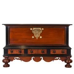 Indo-Dutch or Dutch Colonial Mahogany and Ebony Chest on Stand