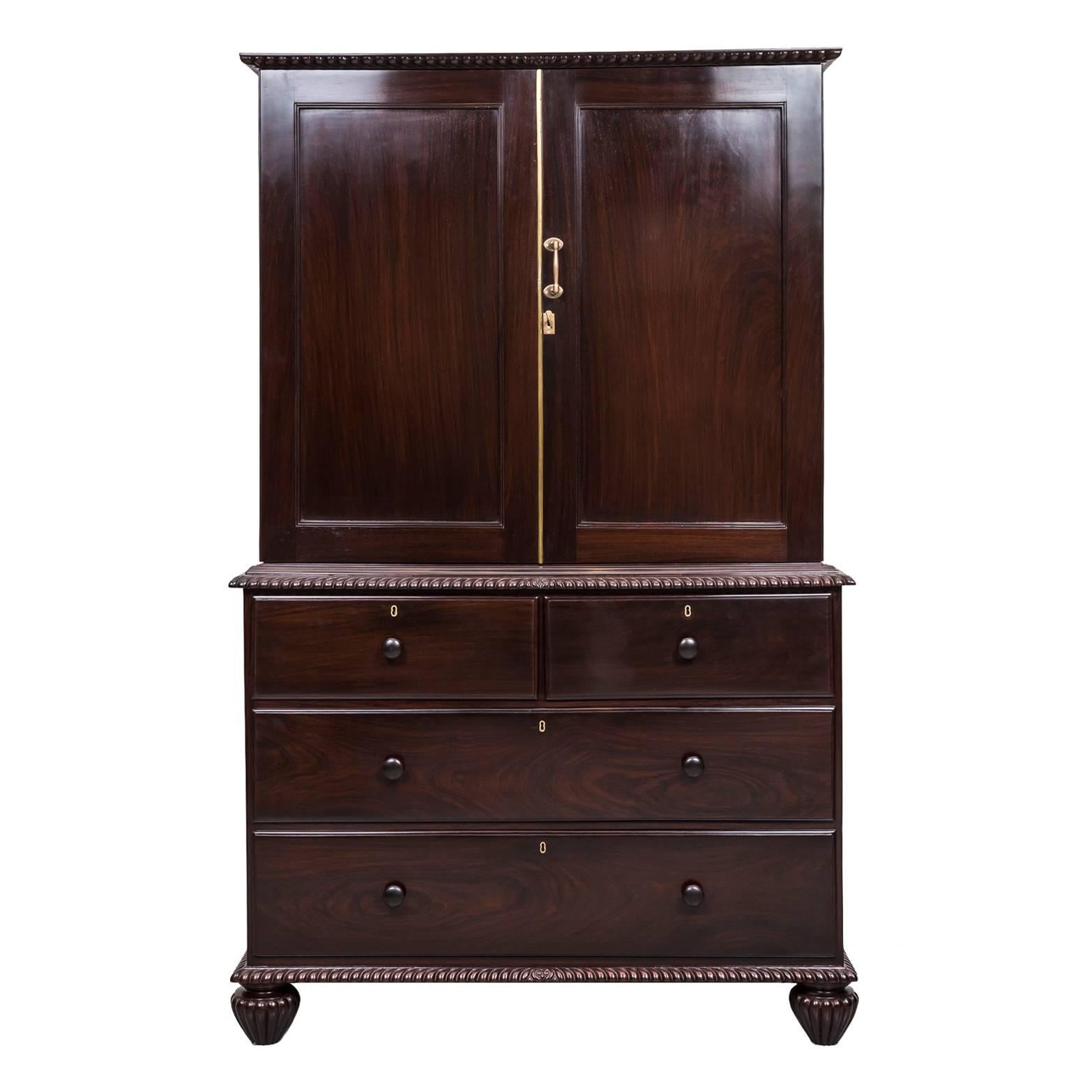 Anglo-Indian or British Colonial Rosewood Cupboard