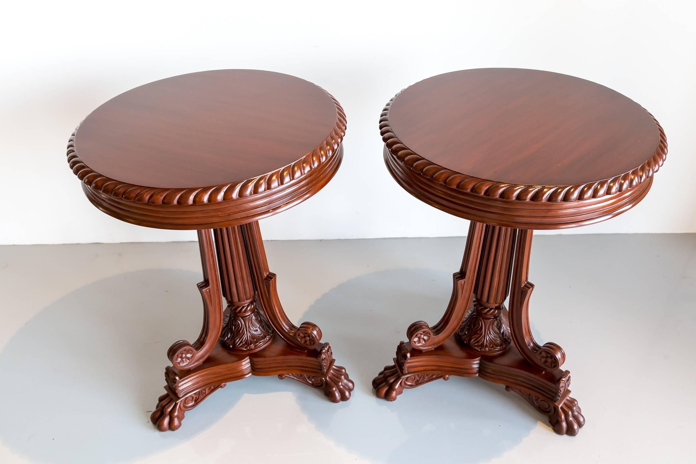 19th Century Pair of Antique Anglo-Indian or British Colonial Mahogany Side Tables For Sale