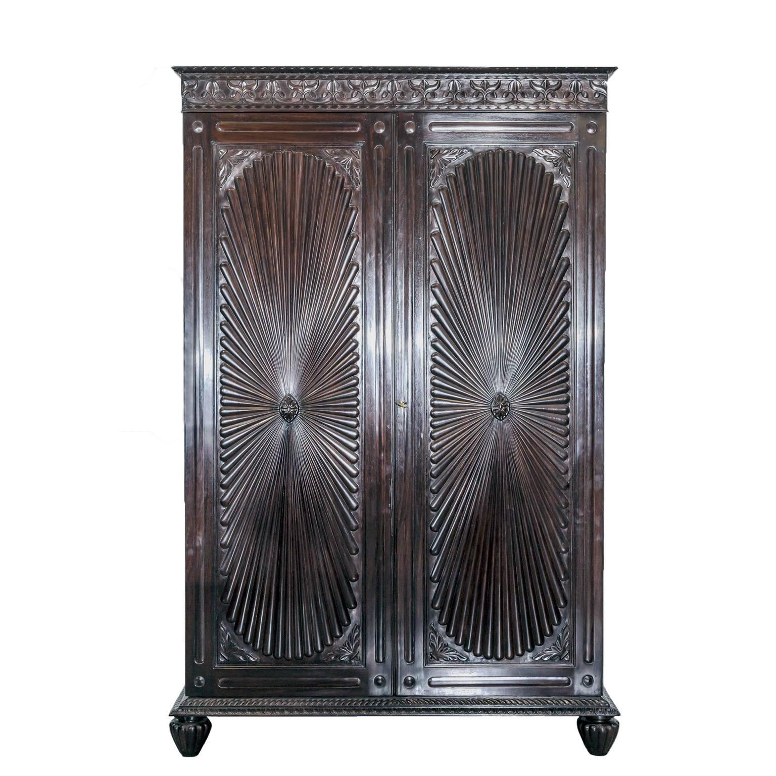 Anglo-Indian or British Colonial Rosewood Cupboard