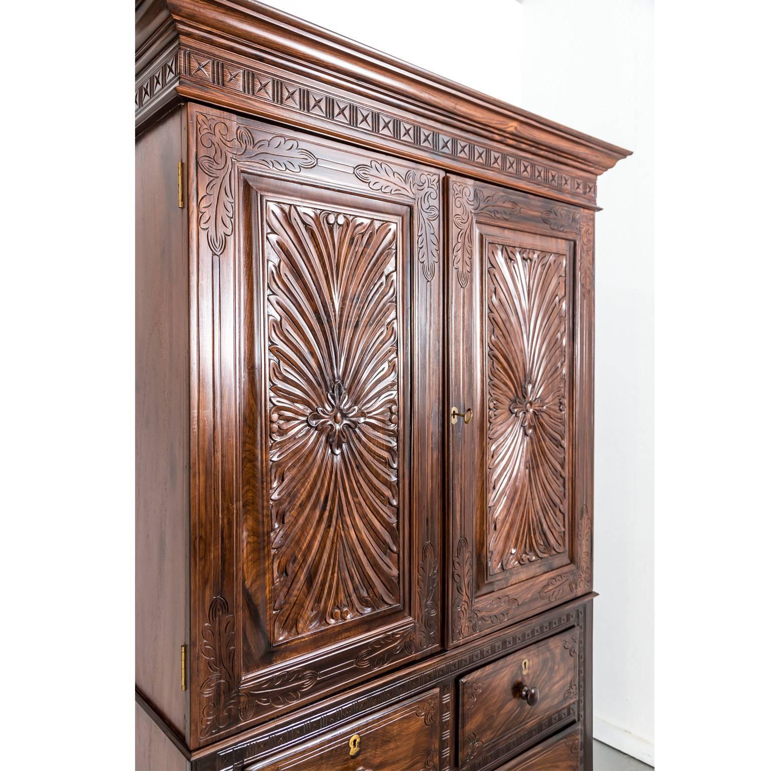 Antique Indo-Portuguese or Portuguese Colonial Rosewood Cupboard In Excellent Condition In Singapore, SG