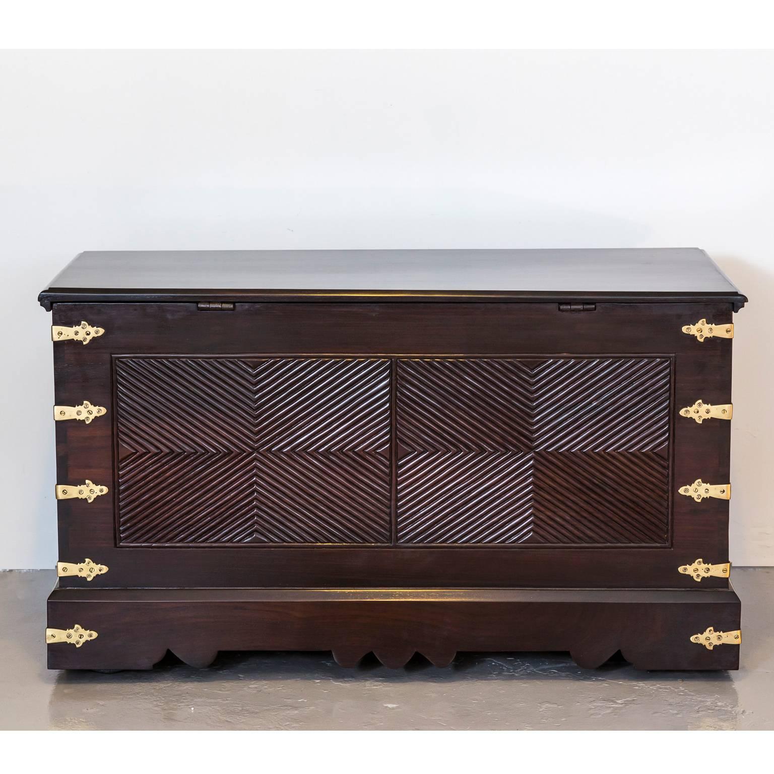 Indo-Portuguese or Portuguese Colonial Rosewood Malabar Chest For Sale 2