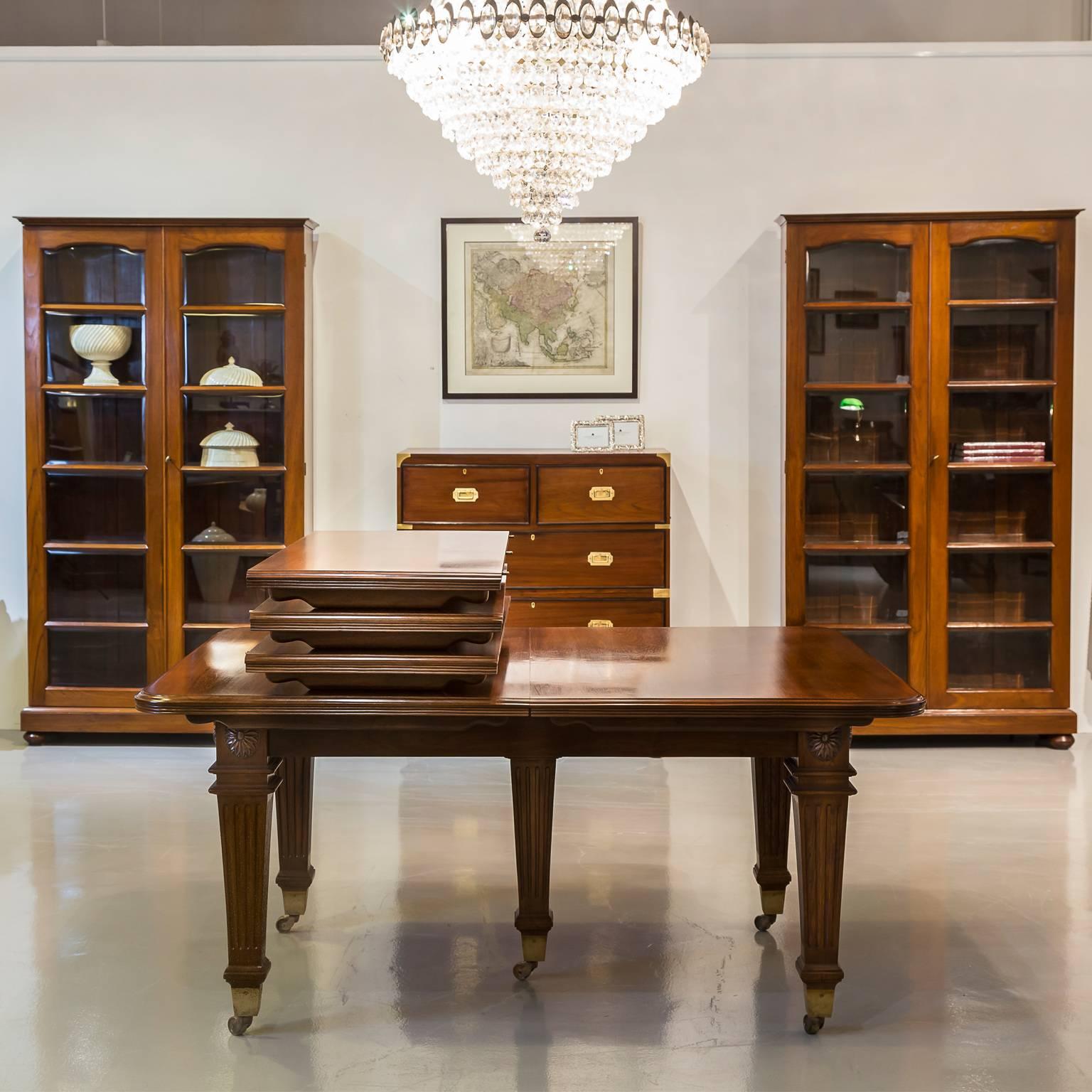 19th Century Anglo-Indian or British Colonial Teakwood Extending Dining Table with Ten Chairs