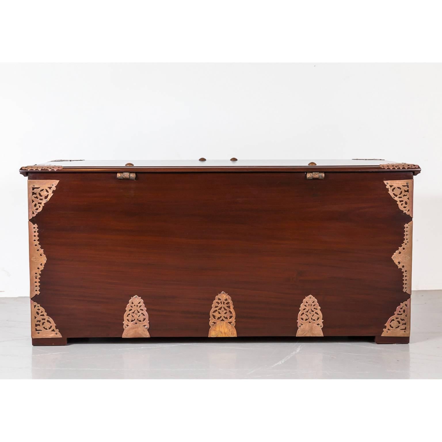 Indo-Dutch or Dutch Colonial Mahogany Brass Bound Chest For Sale 5