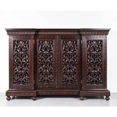 Anglo-Indian or British Colonial Rosewood Breakfront Cabinet