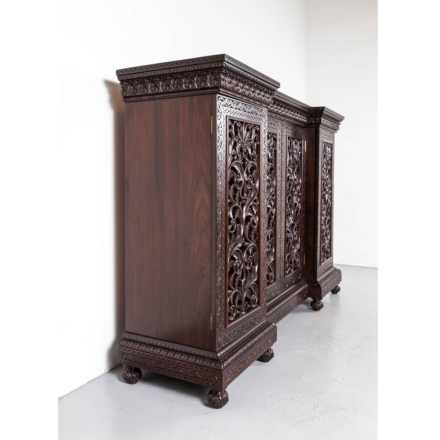 19th Century Anglo-Indian or British Colonial Rosewood Breakfront Cabinet
