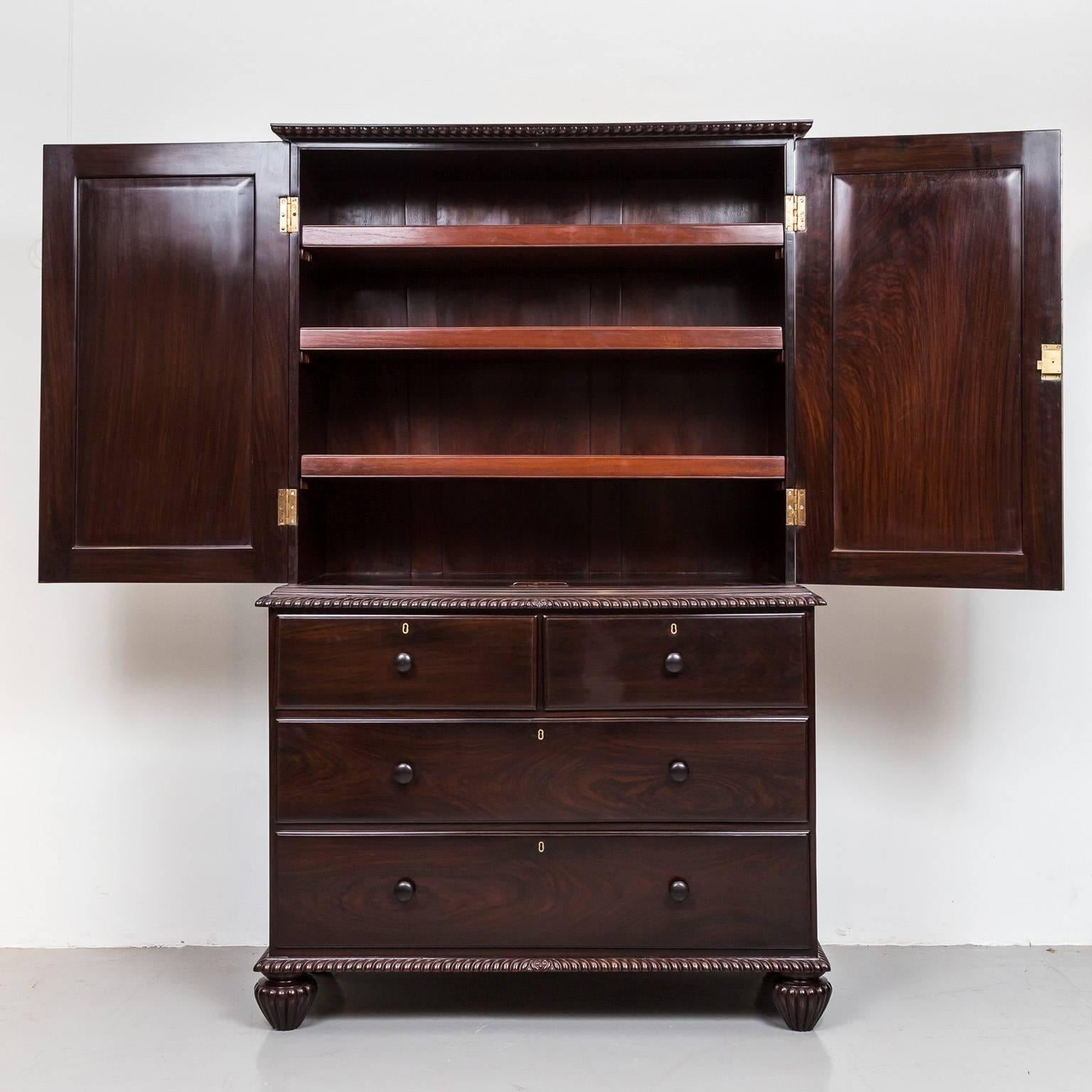19th Century Anglo-Indian or British Colonial Rosewood Cupboard