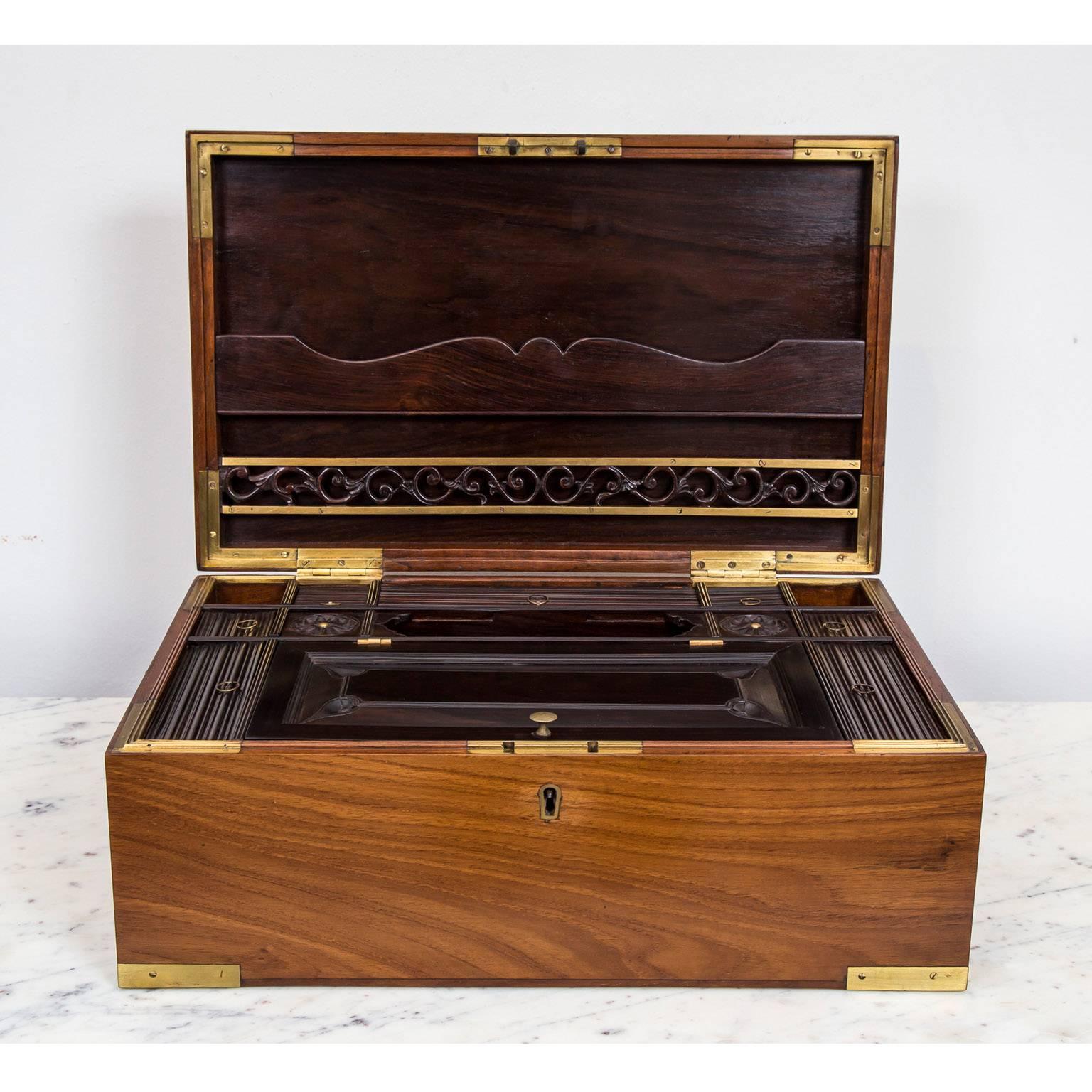 Anglo-Indian or British Colonial Teakwood Writing Box In Excellent Condition In Singapore, SG