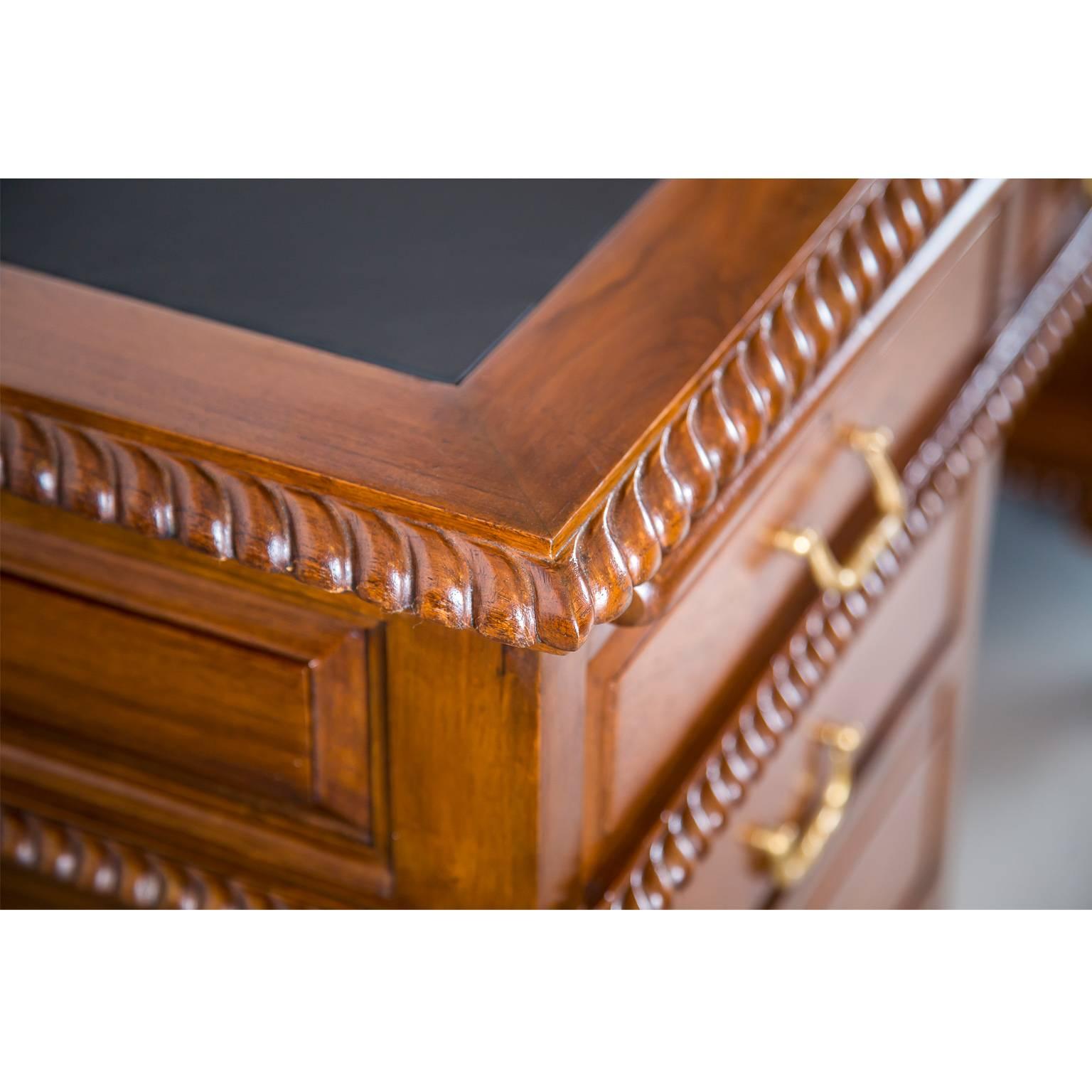 Antique Anglo-Indian Teakwood Pedestal Desk 2